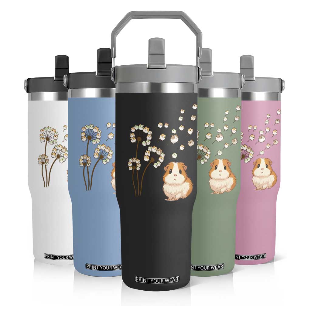 Flower Guinea Pig Dandelion Flip Straw Tumbler Funny Cavy Lover Gift TS12 Print Your Wear