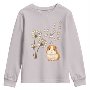 Flower Guinea Pig Dandelion Youth Sweatshirt Funny Cavy Lover Gift TS12 Ice Gray Print Your Wear