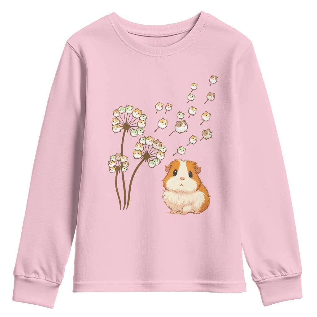 Flower Guinea Pig Dandelion Youth Sweatshirt Funny Cavy Lover Gift TS12 Light Pink Print Your Wear