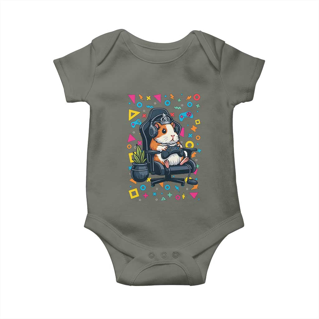 Funny Guinea Pigs And Gaming Lover Gift For Kid Baby Onesie TS12 Military Green Print Your Wear