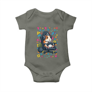 Funny Guinea Pigs And Gaming Lover Gift For Kid Baby Onesie TS12 Military Green Print Your Wear