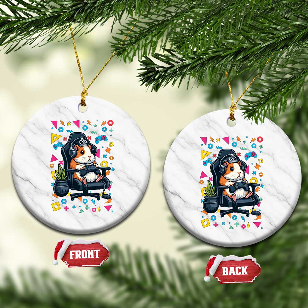 Funny Guinea Pigs And Gaming Lover Gift For Kid Ceramic Ornament TS12 1pc White Marble Print Your Wear