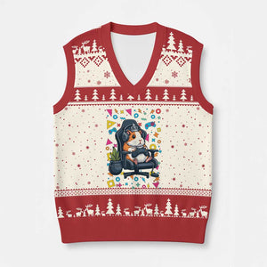 Funny Guinea Pigs And Gaming Lover Gift For Kid V-Neck Knit Sweater Vest TS12 Beige Red Print Your Wear