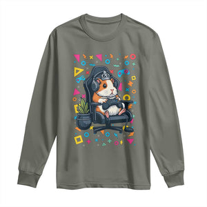 Funny Guinea Pigs And Gaming Lover Gift For Kid Long Sleeve Shirt TS12 Military Green Print Your Wear