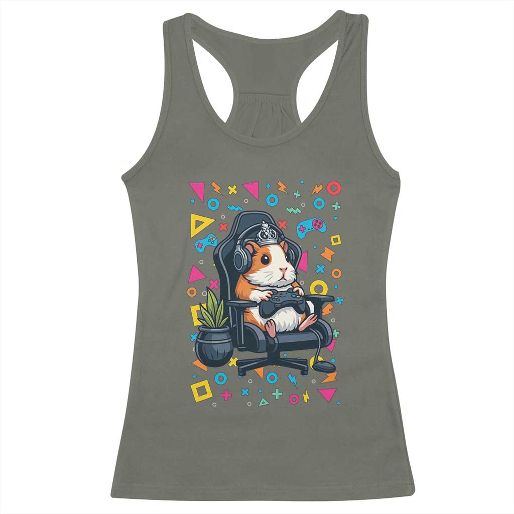 Funny Guinea Pigs And Gaming Lover Gift For Kid Racerback Tank Top TS12 Military Green Print Your Wear