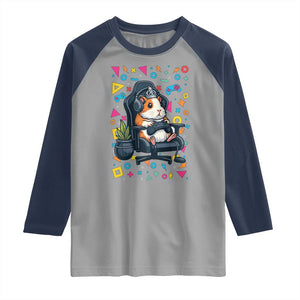 Funny Guinea Pigs And Gaming Lover Gift For Kid Raglan Shirt TS12 Sport Gray Navy Print Your Wear