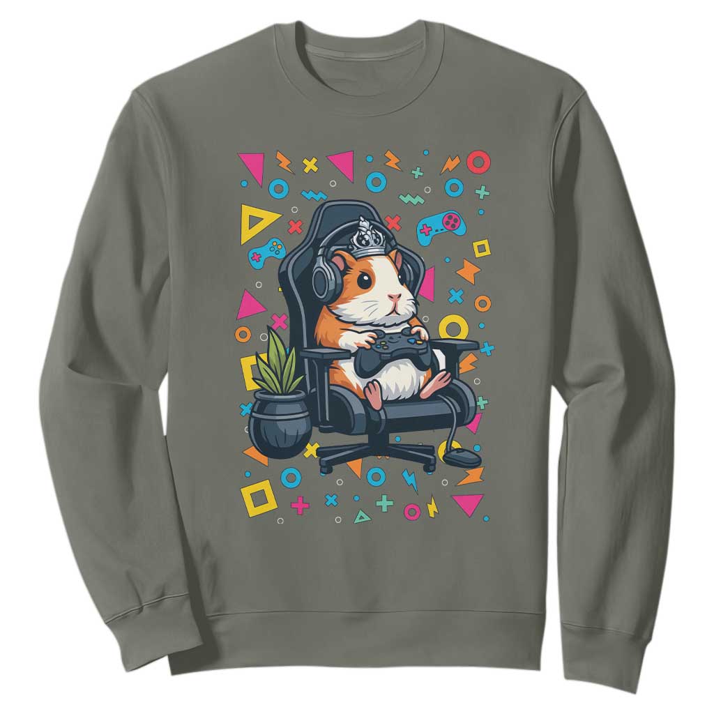 Funny Guinea Pigs And Gaming Lover Gift For Kid Sweatshirt TS12 Military Green Print Your Wear