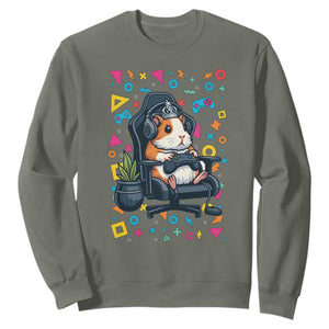 Funny Guinea Pigs And Gaming Lover Gift For Kid Sweatshirt TS12 Military Green Print Your Wear