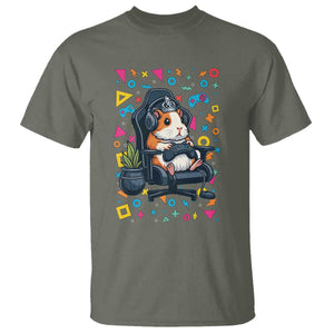 Funny Guinea Pigs And Gaming Lover Gift For Kid T Shirt TS12 Military Green Print Your Wear