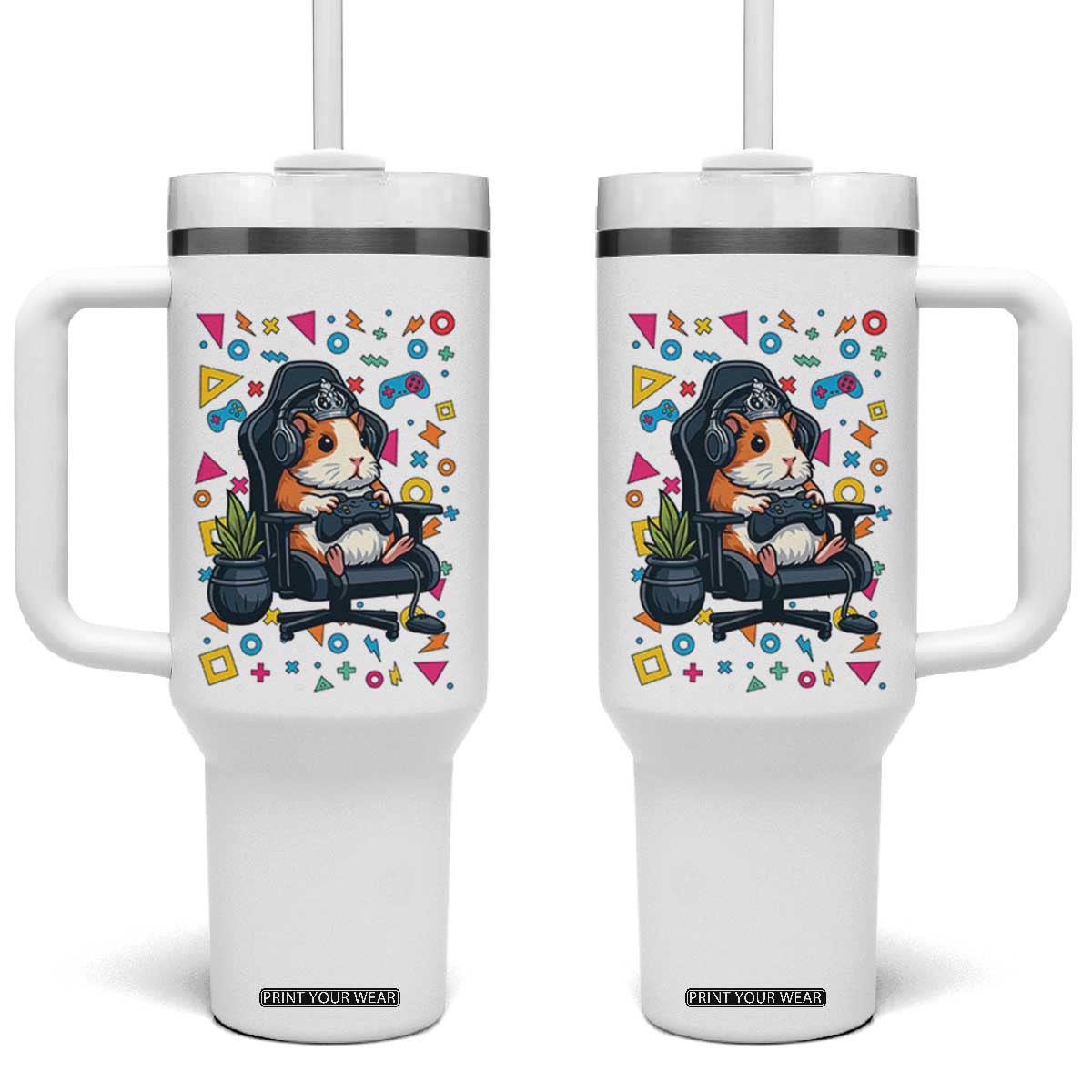 Funny Guinea Pigs And Gaming Lover Gift For Kid Tumbler With Handle TS12 One Size: 40 oz White Print Your Wear