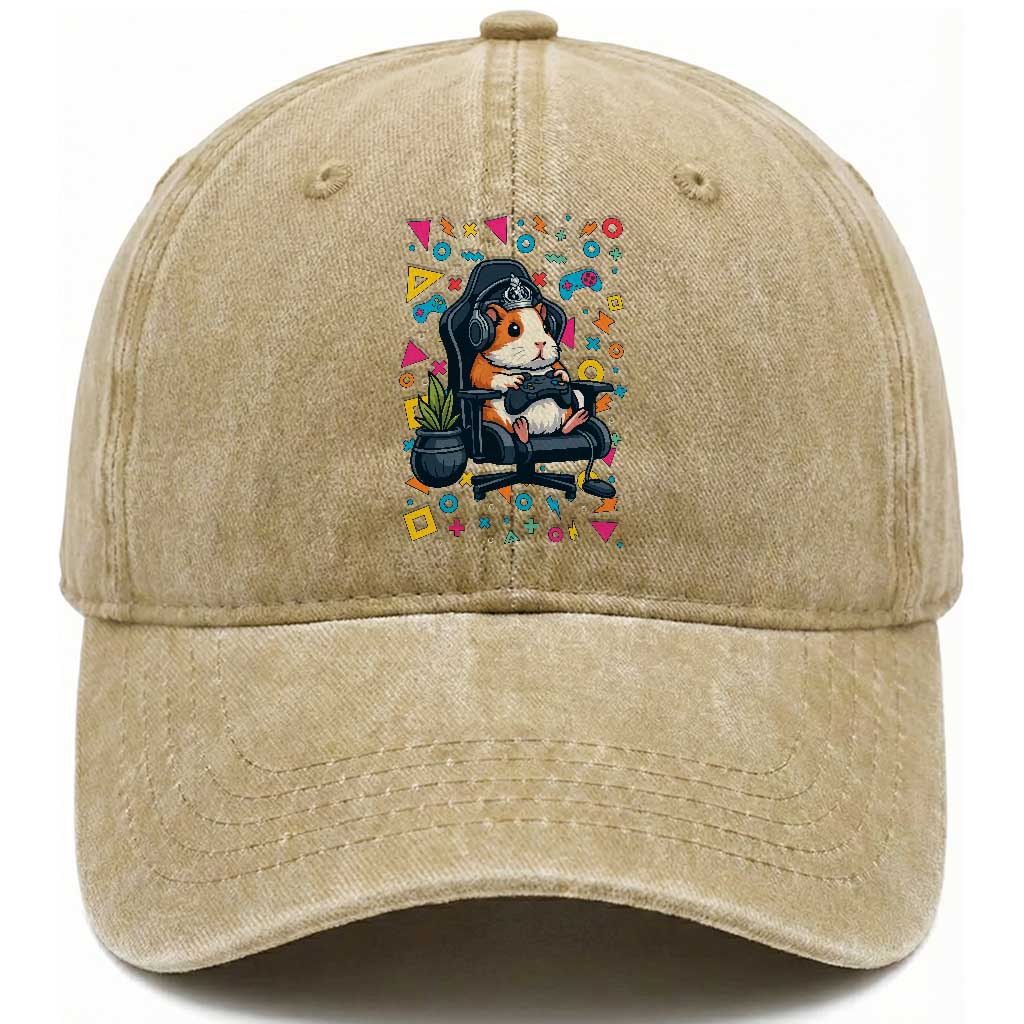 Funny Guinea Pigs And Gaming Lover Gift For Kid Washed Cotton Baseball Cap TS12 Print Your Wear