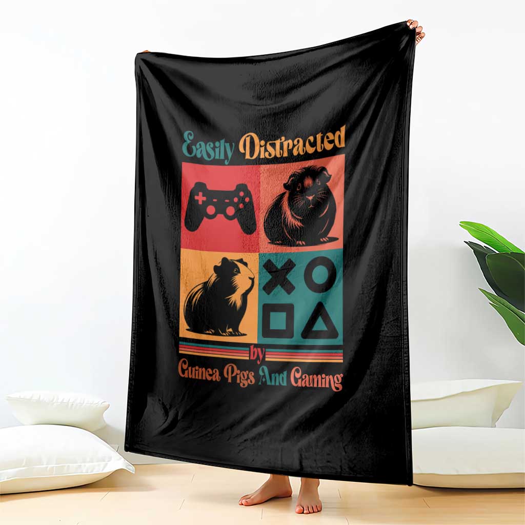 Funny Easily Distracted By Guinea Pigs And Gaming Throw Blanket Game Lover Gift TS12 Print Your Wear