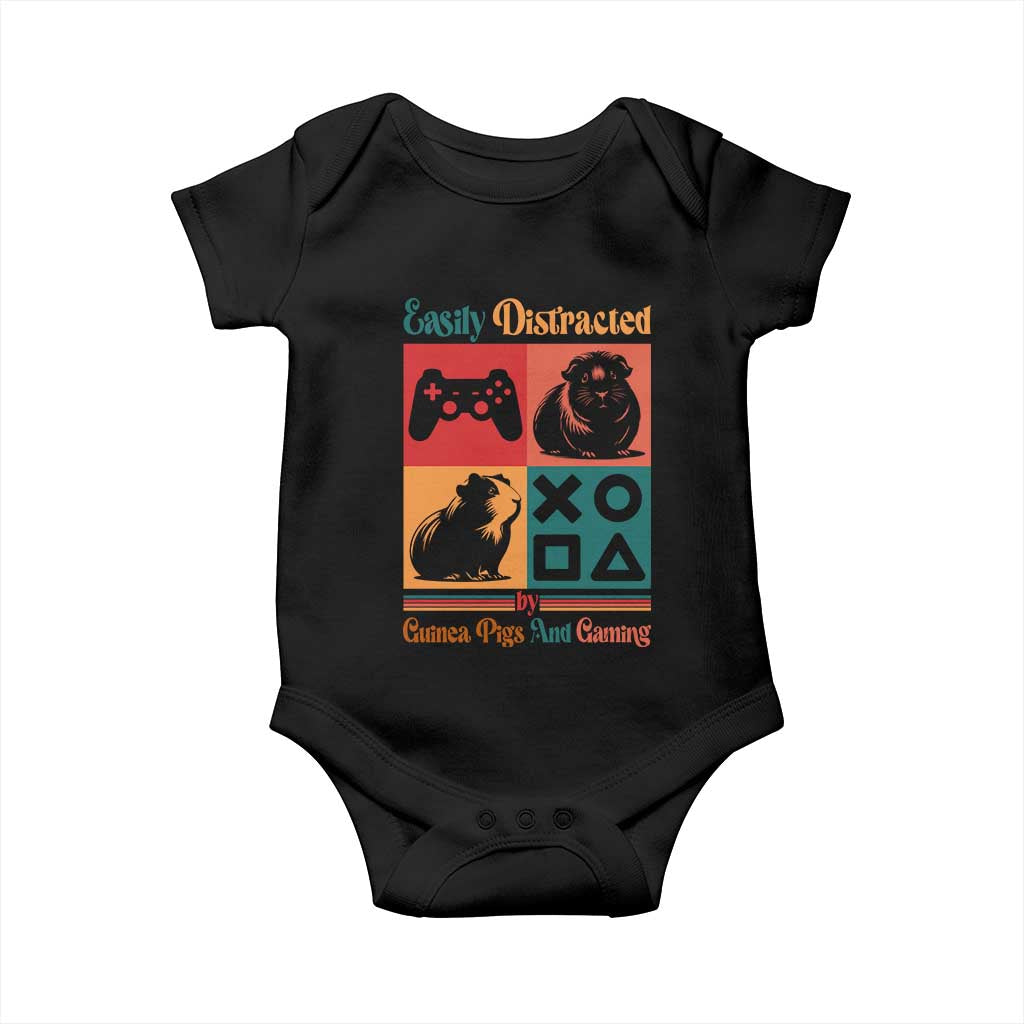 Funny Easily Distracted By Guinea Pigs And Gaming Baby Onesie Game Lover Gift TS12 Black Print Your Wear