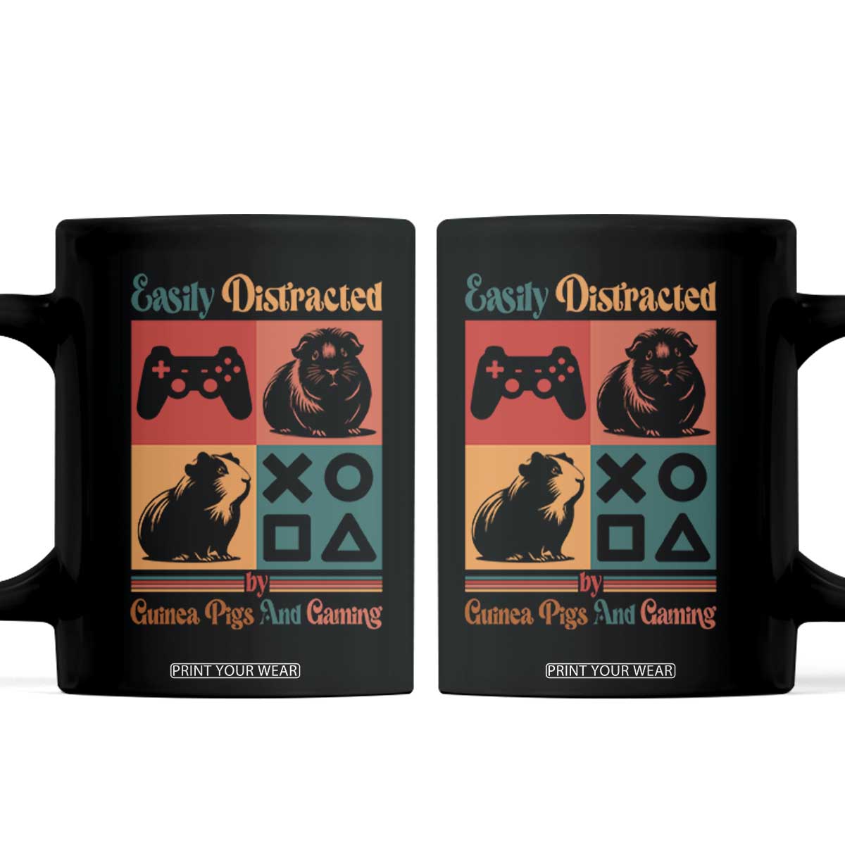 Funny Easily Distracted By Guinea Pigs And Gaming Coffee Mug Game Lover Gift TS12 Black Print Your Wear