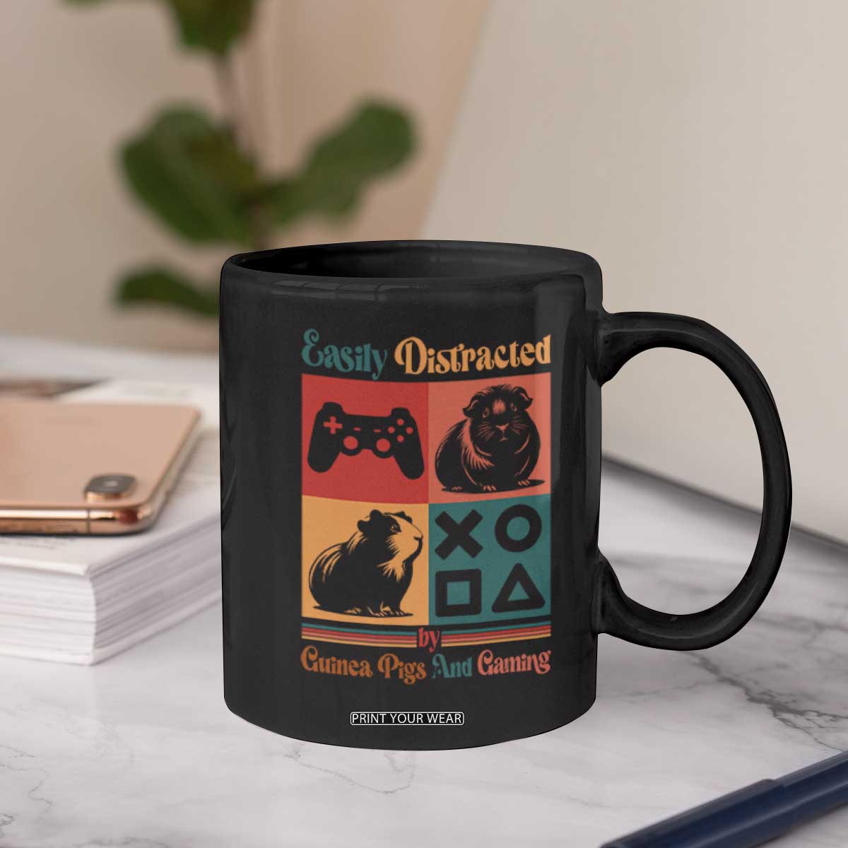 Funny Easily Distracted By Guinea Pigs And Gaming Coffee Mug Game Lover Gift TS12 Print Your Wear