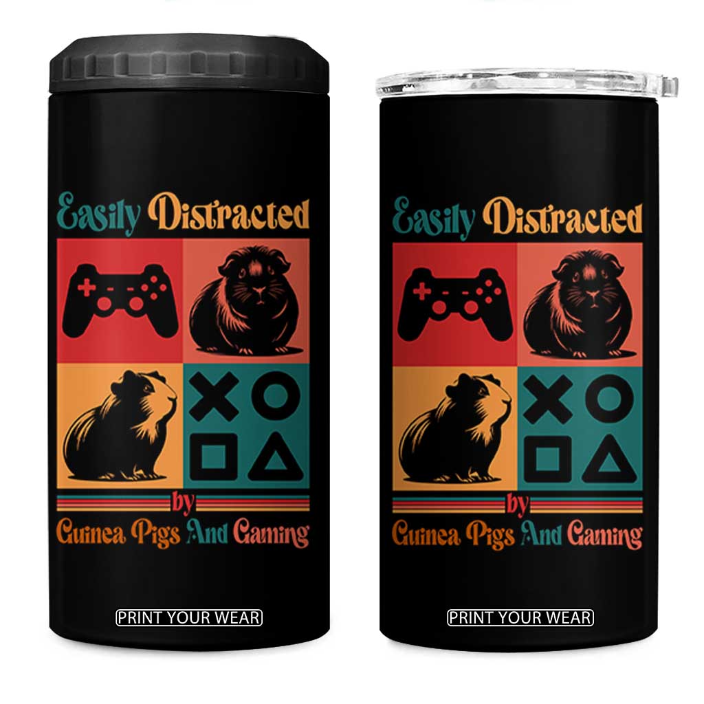 Funny Easily Distracted By Guinea Pigs And Gaming 4 in 1 Can Cooler Tumbler Game Lover Gift TS12 One Size: 16 oz Black Print Your Wear