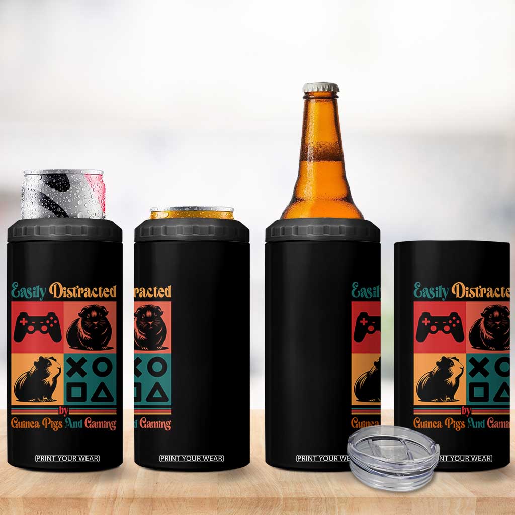 Funny Easily Distracted By Guinea Pigs And Gaming 4 in 1 Can Cooler Tumbler Game Lover Gift TS12 Print Your Wear