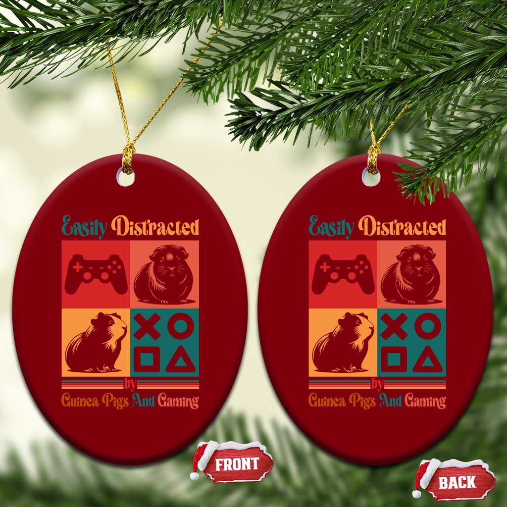 Funny Easily Distracted By Guinea Pigs And Gaming Ceramic Ornament Game Lover Gift TS12 Print Your Wear