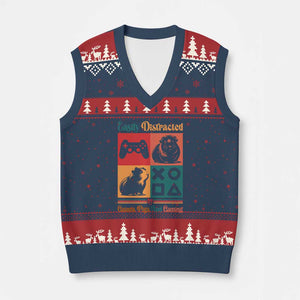 Funny Easily Distracted By Guinea Pigs And Gaming V-Neck Knit Sweater Vest Game Lover Gift TS12 Navy Red Print Your Wear