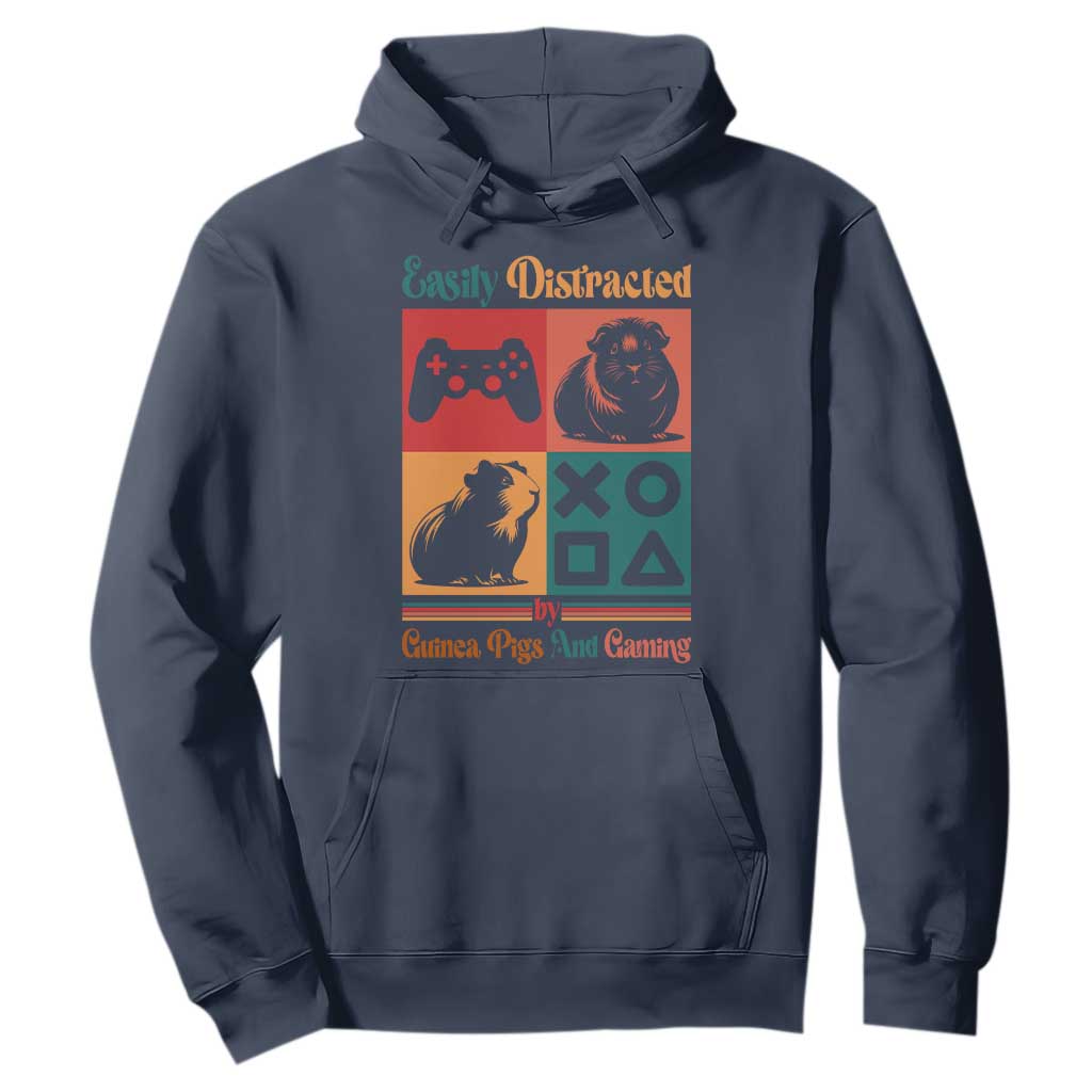 Funny Easily Distracted By Guinea Pigs And Gaming Hoodie Game Lover Gift TS12 Navy Print Your Wear