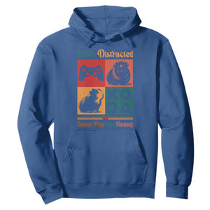 Funny Easily Distracted By Guinea Pigs And Gaming Hoodie Game Lover Gift TS12 Royal Blue Print Your Wear