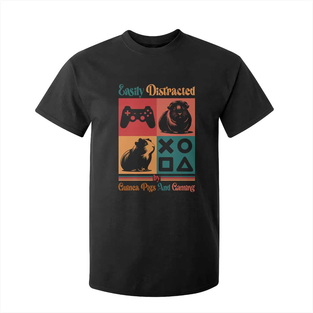 Funny Easily Distracted By Guinea Pigs And Gaming T Shirt For Kid Game Lover Gift TS12 Black Print Your Wear