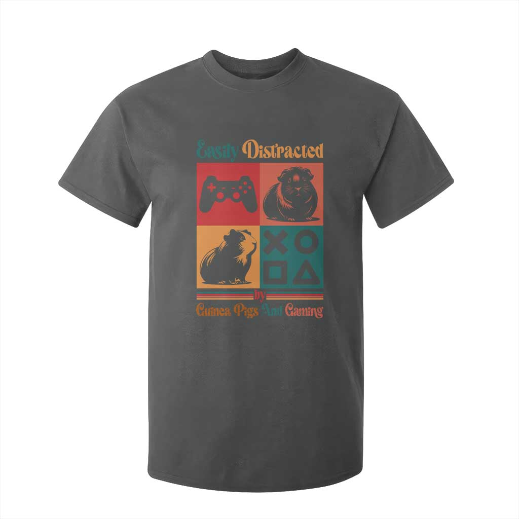 Funny Easily Distracted By Guinea Pigs And Gaming T Shirt For Kid Game Lover Gift TS12 Dark Heather Print Your Wear