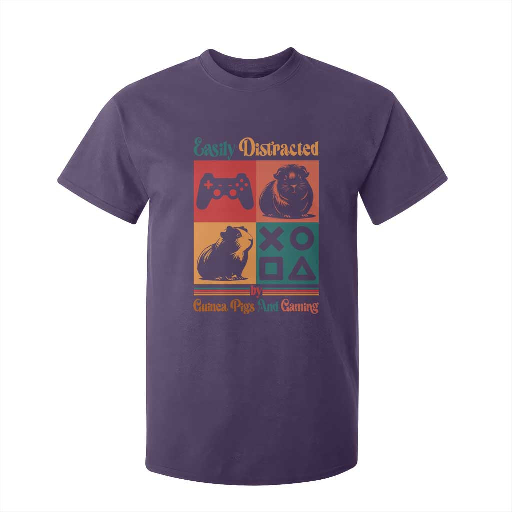 Funny Easily Distracted By Guinea Pigs And Gaming T Shirt For Kid Game Lover Gift TS12 Purple Print Your Wear