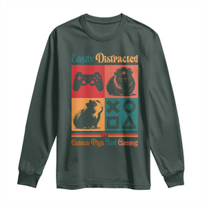 Funny Easily Distracted By Guinea Pigs And Gaming Long Sleeve Shirt Game Lover Gift TS12 Dark Forest Green Print Your Wear