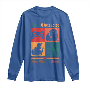 Funny Easily Distracted By Guinea Pigs And Gaming Long Sleeve Shirt Game Lover Gift TS12 Royal Blue Print Your Wear