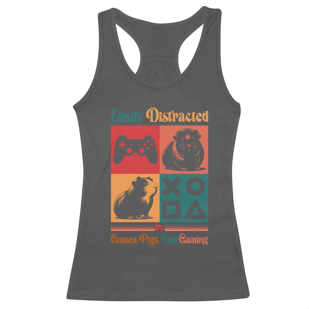 Funny Easily Distracted By Guinea Pigs And Gaming Racerback Tank Top Game Lover Gift TS12 Dark Heather Print Your Wear