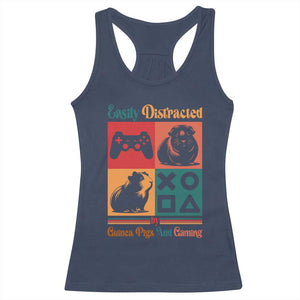 Funny Easily Distracted By Guinea Pigs And Gaming Racerback Tank Top Game Lover Gift TS12 Navy Print Your Wear