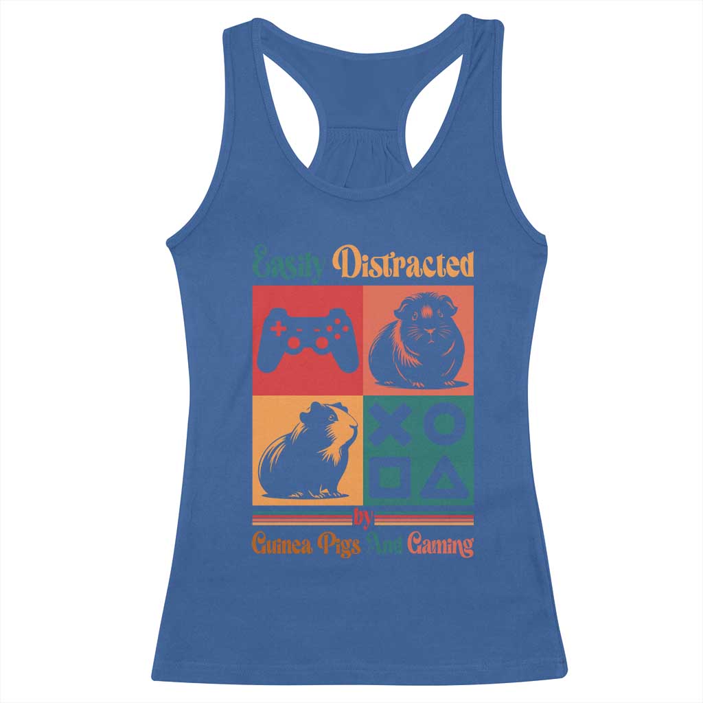 Funny Easily Distracted By Guinea Pigs And Gaming Racerback Tank Top Game Lover Gift TS12 Royal Blue Print Your Wear