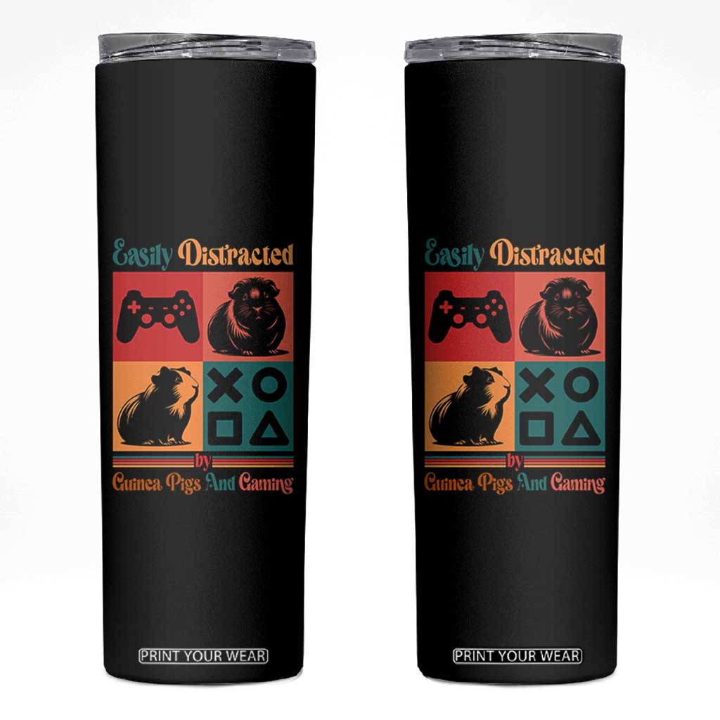 Funny Easily Distracted By Guinea Pigs And Gaming Skinny Tumbler Game Lover Gift TS12 Black Print Your Wear