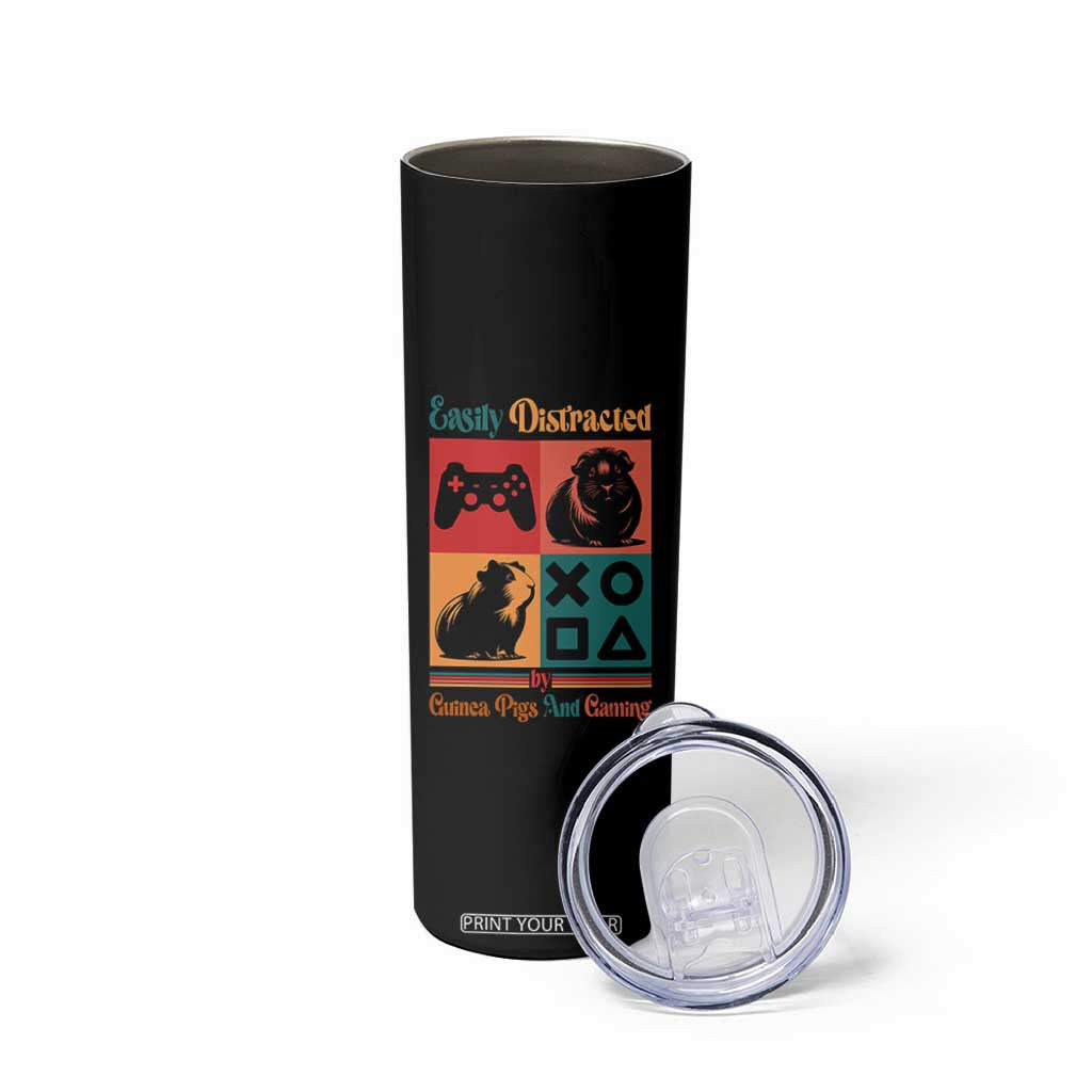 Funny Easily Distracted By Guinea Pigs And Gaming Skinny Tumbler Game Lover Gift TS12 Print Your Wear