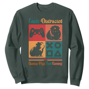 Funny Easily Distracted By Guinea Pigs And Gaming Sweatshirt Game Lover Gift TS12 Dark Forest Green Print Your Wear