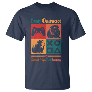 Funny Easily Distracted By Guinea Pigs And Gaming T Shirt Game Lover Gift TS12 Navy Print Your Wear