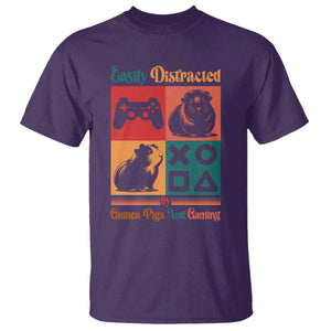 Funny Easily Distracted By Guinea Pigs And Gaming T Shirt Game Lover Gift TS12 Purple Print Your Wear