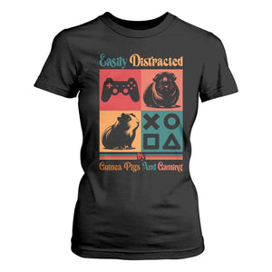 Funny Easily Distracted By Guinea Pigs And Gaming T Shirt For Women Game Lover Gift TS12 Black Print Your Wear
