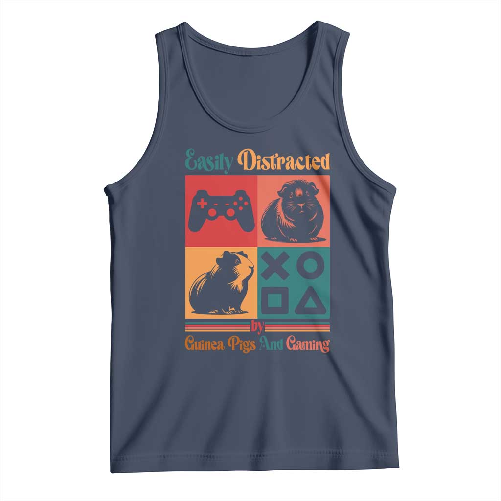 Funny Easily Distracted By Guinea Pigs And Gaming Tank Top Game Lover Gift TS12 Navy Print Your Wear
