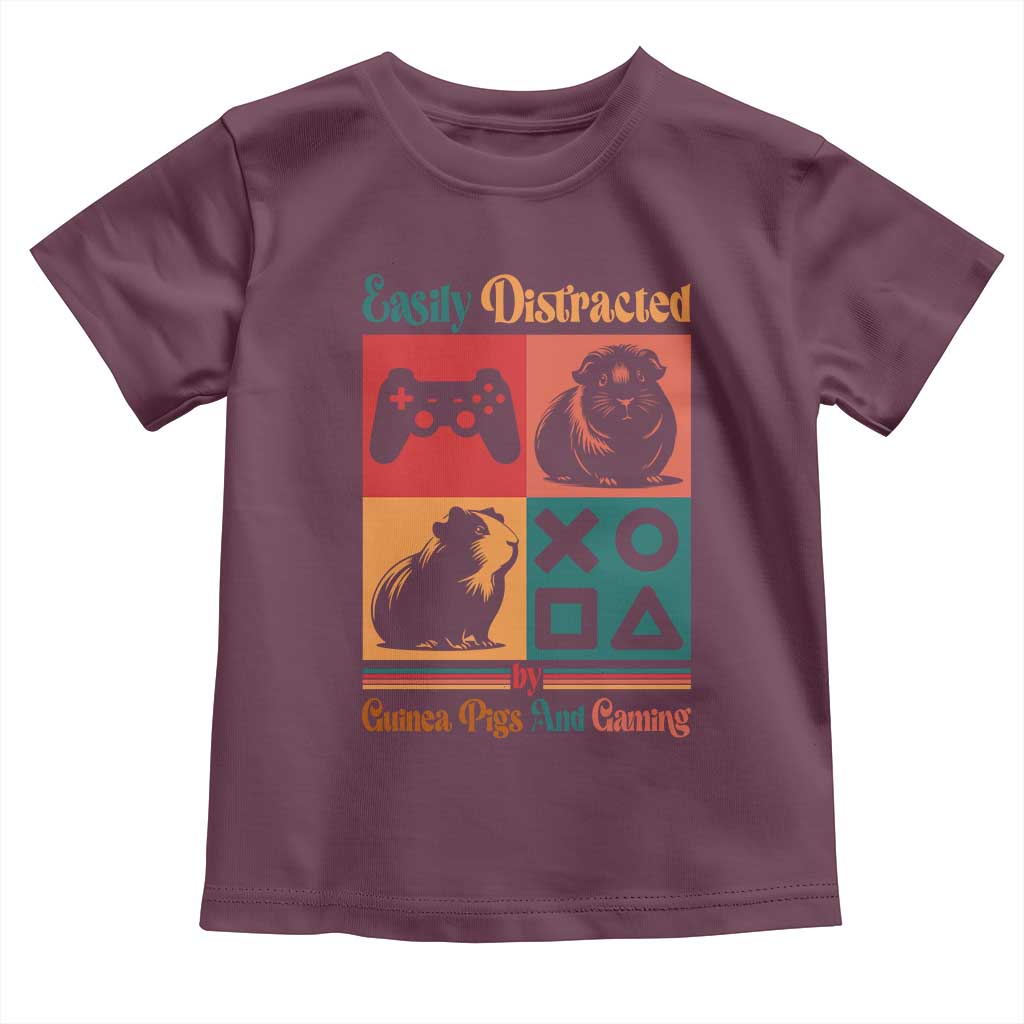 Funny Easily Distracted By Guinea Pigs And Gaming Toddler T Shirt Game Lover Gift TS12 Maroon Print Your Wear