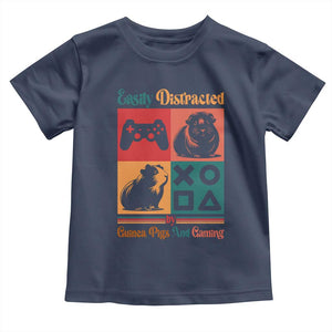 Funny Easily Distracted By Guinea Pigs And Gaming Toddler T Shirt Game Lover Gift TS12 Navy Print Your Wear