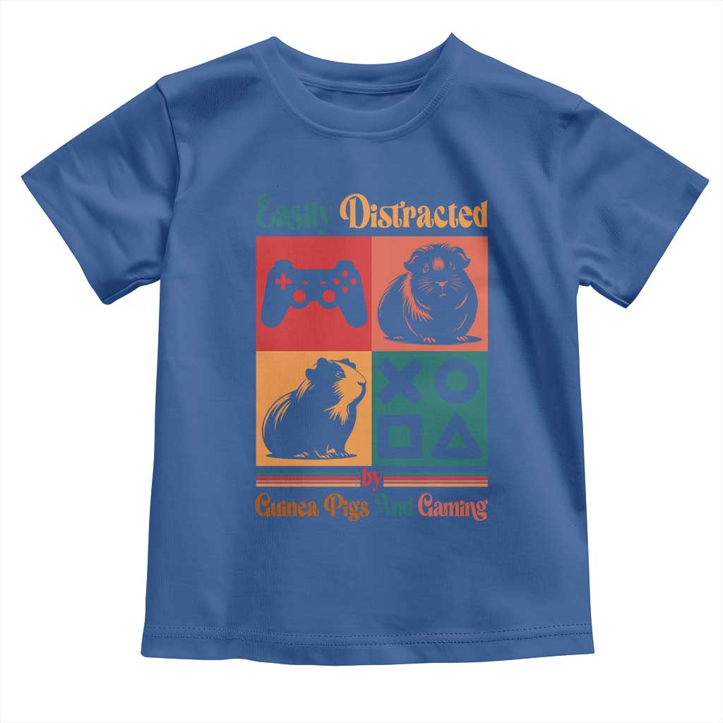 Funny Easily Distracted By Guinea Pigs And Gaming Toddler T Shirt Game Lover Gift TS12 Royal Blue Print Your Wear