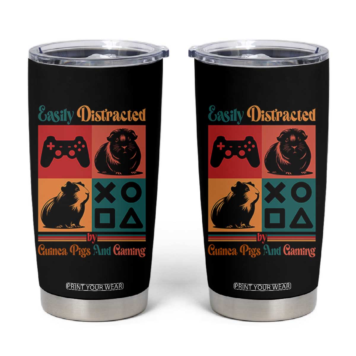 Funny Easily Distracted By Guinea Pigs And Gaming Tumbler Cup Game Lover Gift TS12 Black Print Your Wear
