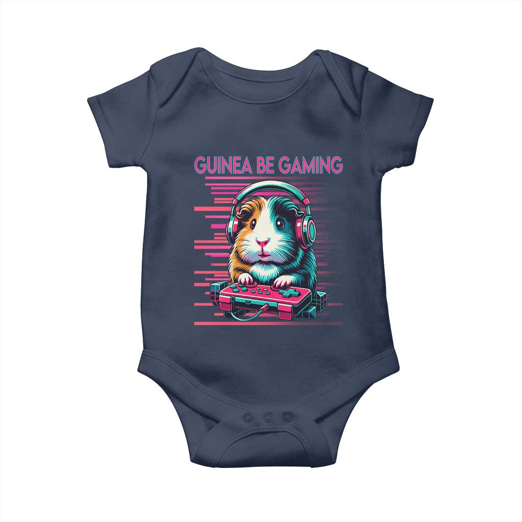 Funny Guinea Pig Video Game Player Gift Baby Onesie Guinea Be Gaming TS12 Navy Print Your Wear