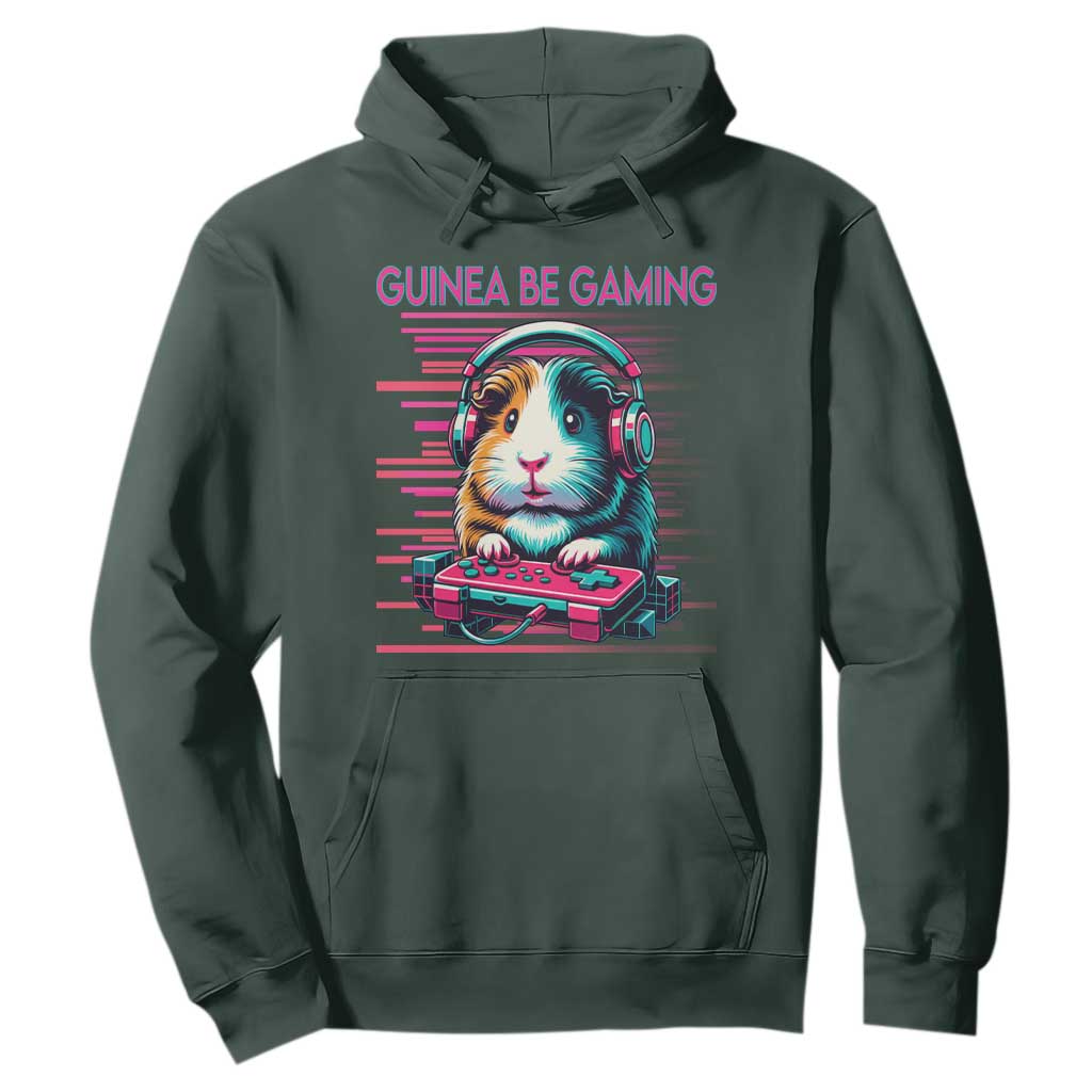 Funny Guinea Pig Video Game Player Gift Hoodie Guinea Be Gaming TS12 Dark Forest Green Print Your Wear