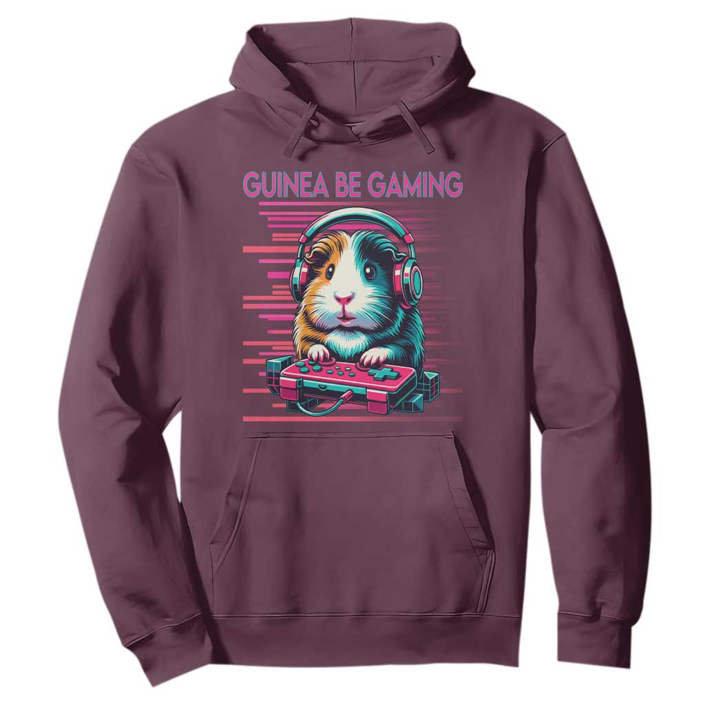 Funny Guinea Pig Video Game Player Gift Hoodie Guinea Be Gaming TS12 Maroon Print Your Wear