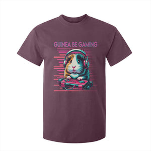 Funny Guinea Pig Video Game Player Gift T Shirt For Kid Guinea Be Gaming TS12 Maroon Print Your Wear