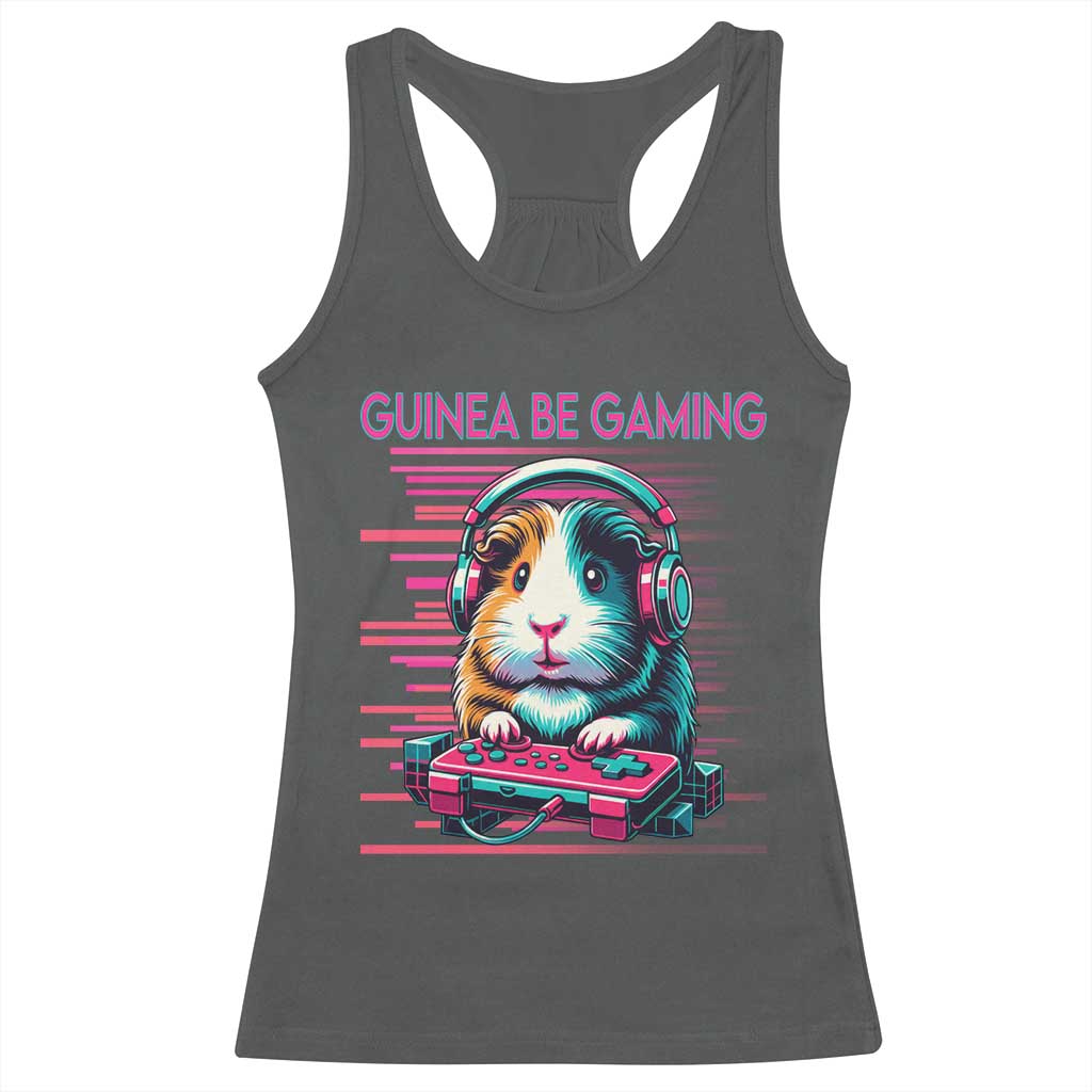Funny Guinea Pig Video Game Player Gift Racerback Tank Top Guinea Be Gaming TS12 Dark Heather Print Your Wear