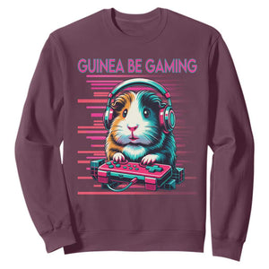 Funny Guinea Pig Video Game Player Gift Sweatshirt Guinea Be Gaming TS12 Maroon Print Your Wear